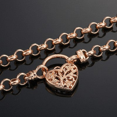 18ct Heavy Rose Gold Plated 6mm Belcher Chain Necklace with a Filigree Locket - USA Made-2